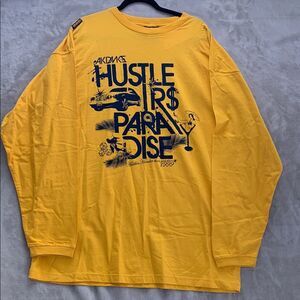 AKADEMIKS Y2K | 3XL MEN'S CASUAL LONG SLEEVE SHIRT | GOLD HUSTLERS PARADISE